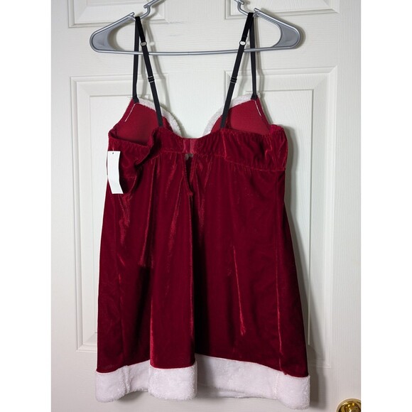 Boudoir Collection Mrs Claus Babydoll Nightie Pajamas Large Velvet Red Christmas - Picture 4 of 9